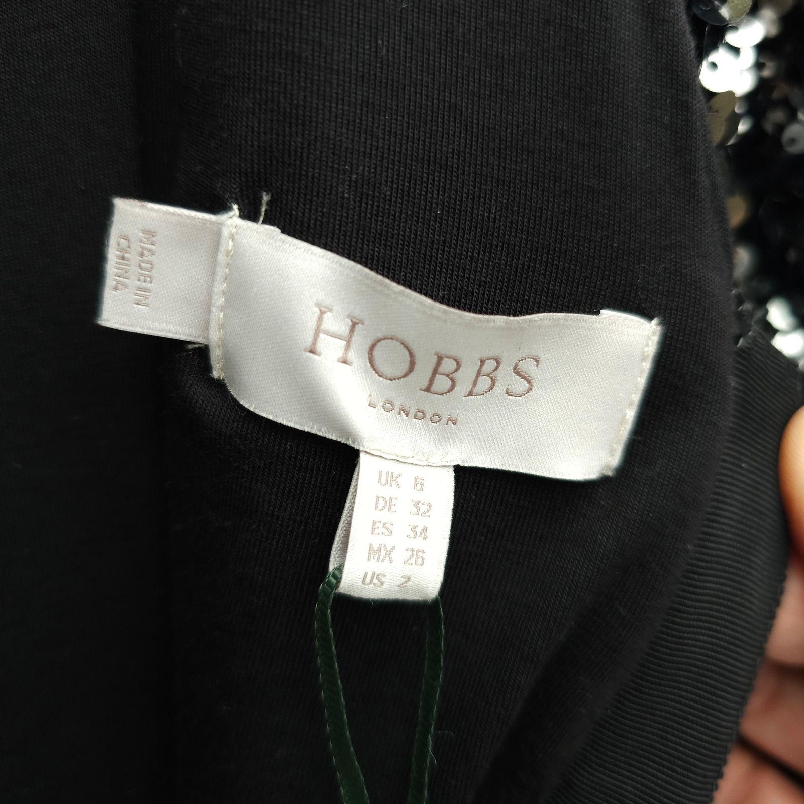Hobbs London Dress Size 2 Black Sawyer Pencil Sequin Party Cocktail Occasion Lbd — image 3 of 8